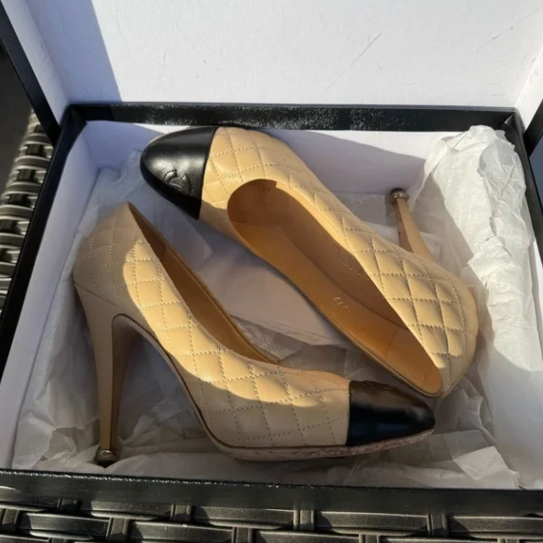 Chanel Quilted Two-Tone Heel Pumps