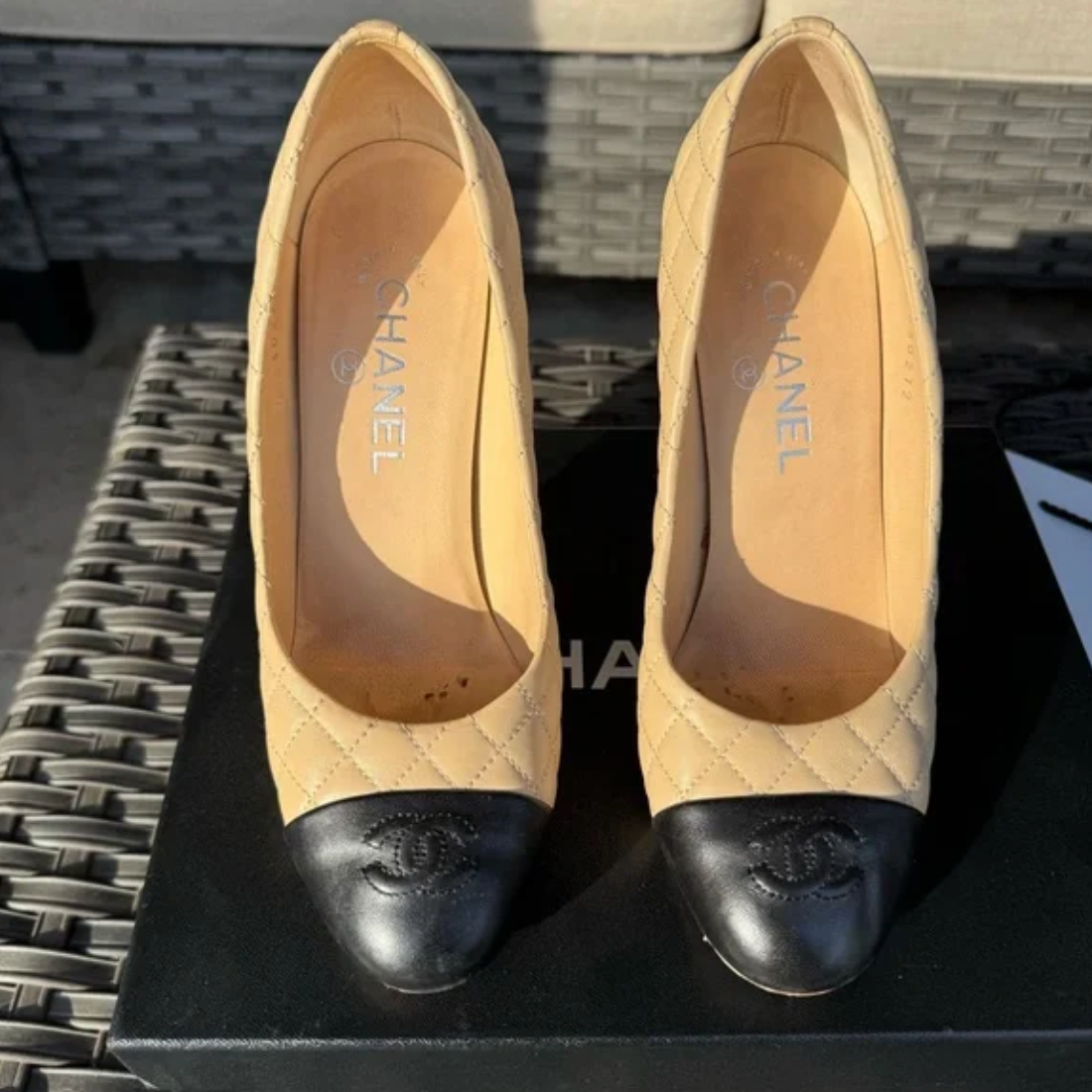 Chanel Quilted Two-Tone Heel Pumps