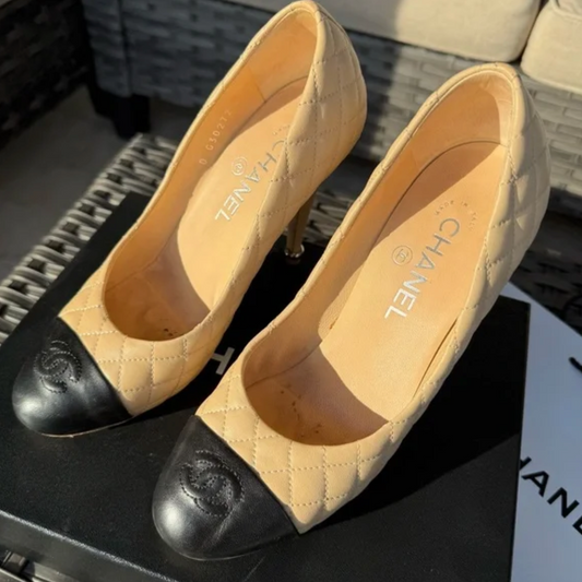 Chanel Quilted Two-Tone Heel Pumps