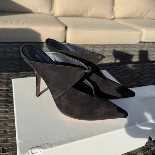 Celine Babouche Suede Pointed Toe Mules