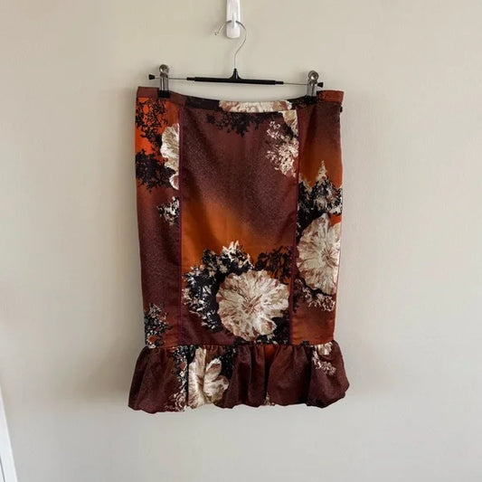 Roberto Cavalli Silk Ruffle Midi Y2K Skirt