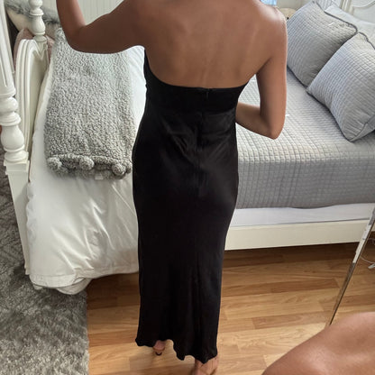 Shona Joy Camille Strapless Cut Out Midi Dress in Black