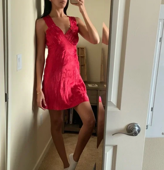 Realisation Par The Roxy Silk Mini Dress in Red Dragon