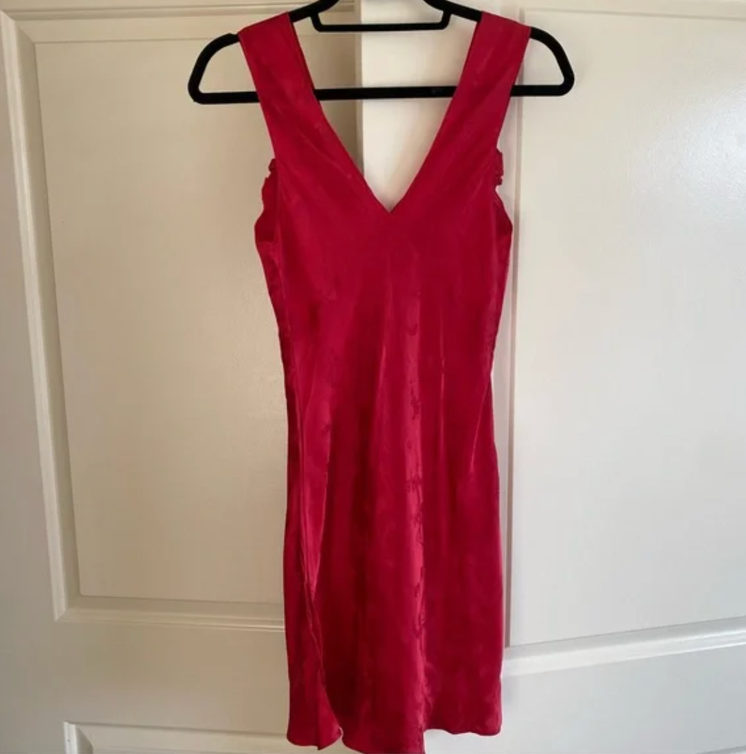 Realisation Par The Roxy Silk Mini Dress in Red Dragon