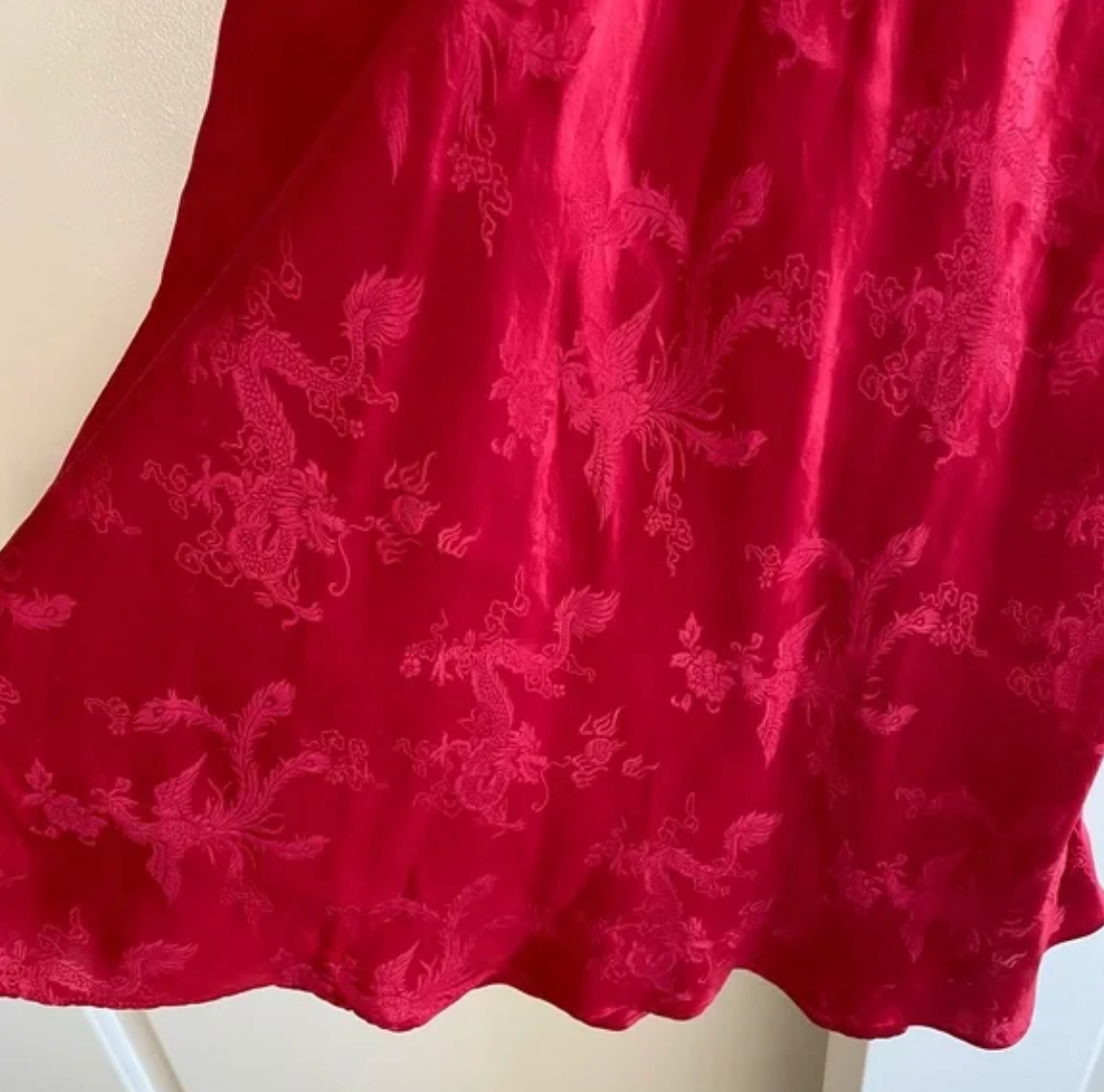 Realisation Par The Roxy Silk Mini Dress in Red Dragon