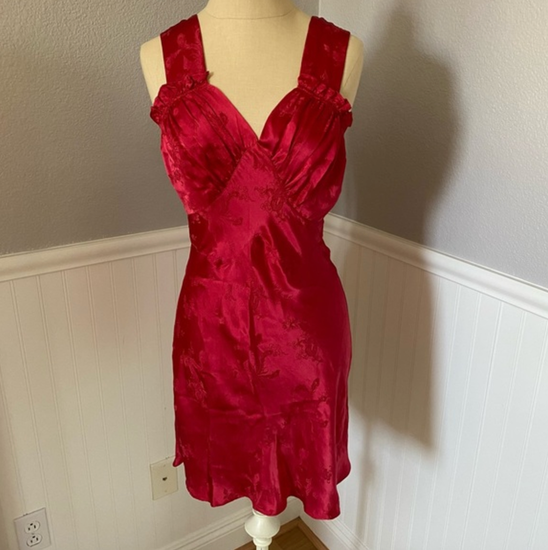 Realisation Par The Roxy Silk Mini Dress in Red Dragon