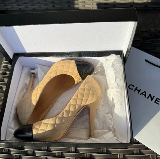 Chanel Quilted Two-Tone Heel Pumps