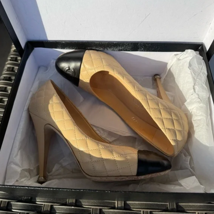 Chanel Quilted Two-Tone Heel Pumps