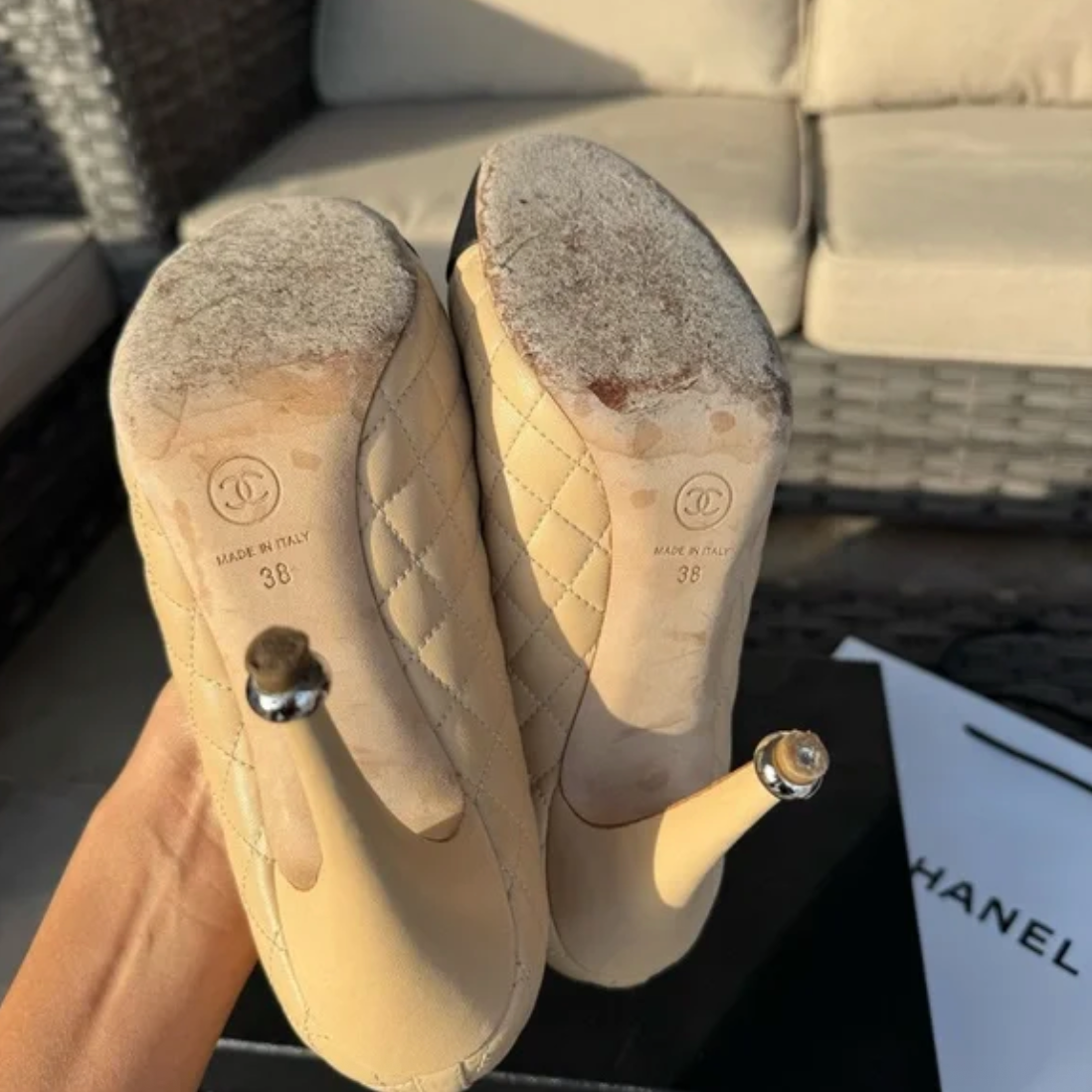Chanel Quilted Two-Tone Heel Pumps
