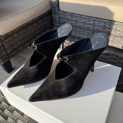 Celine Babouche Suede Pointed Toe Mules