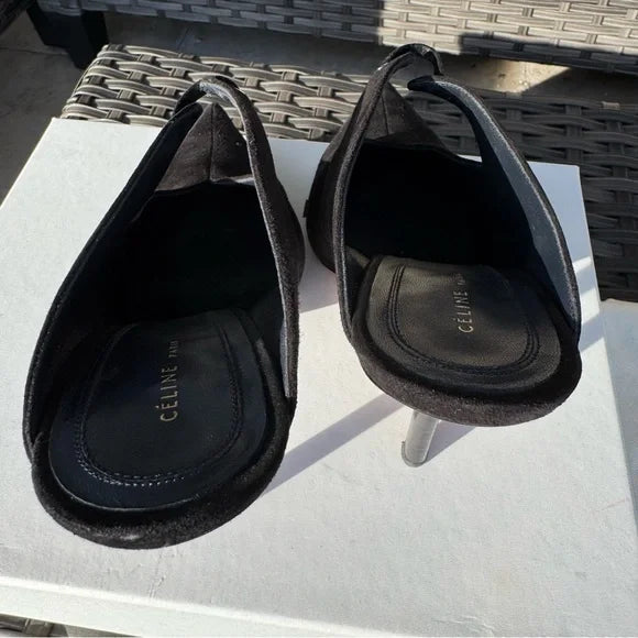 Celine Babouche Suede Pointed Toe Mules