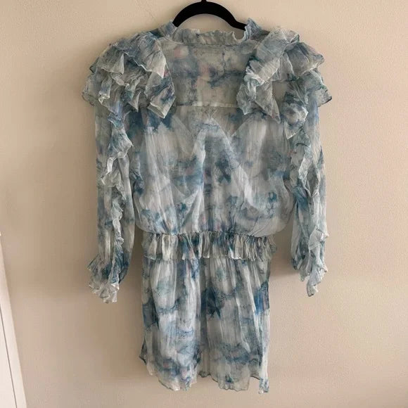 IRO Banon Printed Ruffle Mini Dress