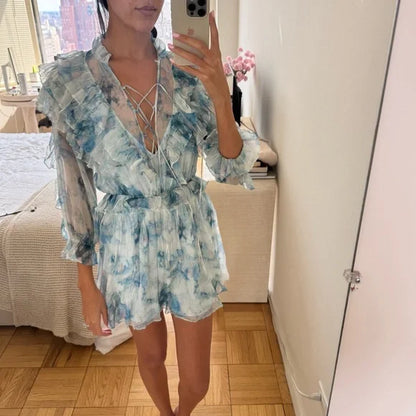 IRO Banon Printed Ruffle Mini Dress