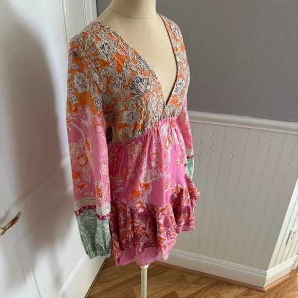 HEMANT AND NANDITA Printed Pink Dress