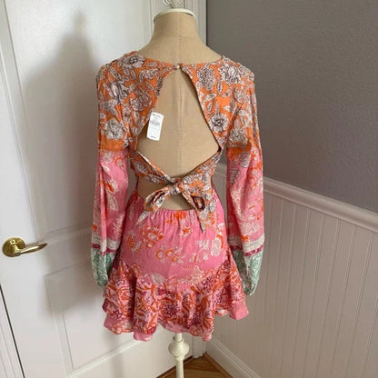HEMANT AND NANDITA Printed Pink Dress