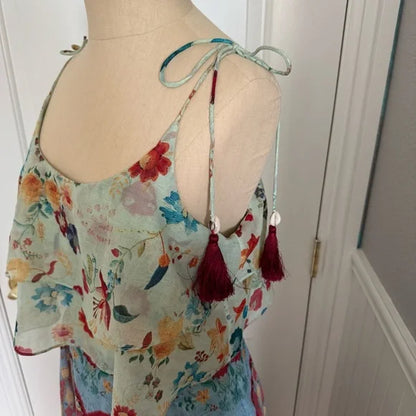 HEMANT AND NANDITA Eros Tasseled Kerchief Midi Dress