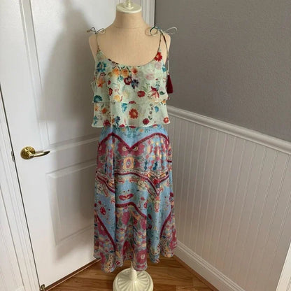 HEMANT AND NANDITA Eros Tasseled Kerchief Midi Dress