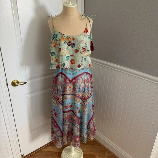 HEMANT AND NANDITA Eros Tasseled Kerchief Midi Dress
