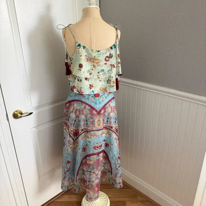 HEMANT AND NANDITA Eros Tasseled Kerchief Midi Dress