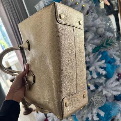 Michael Kors Mercer Large Metallic Pebbled Leather Tote Gold Shoulder Bag